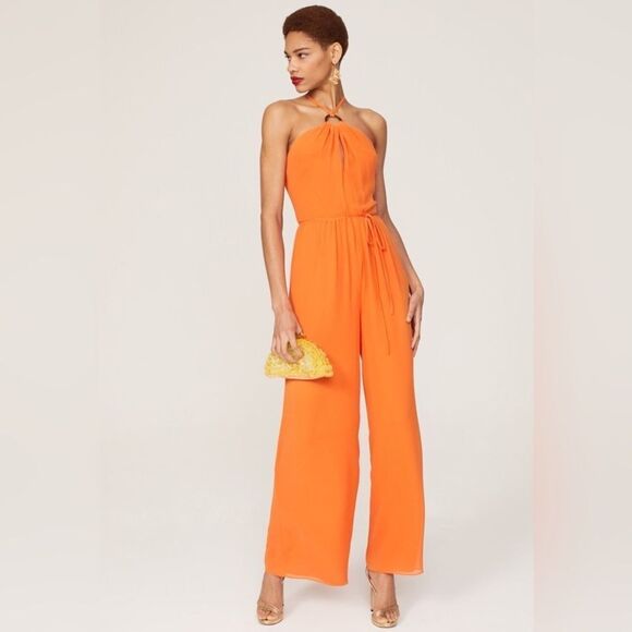 TOCCIN X RTR Orange Halter Jumpsuit size 12 - Picture 1 of 5